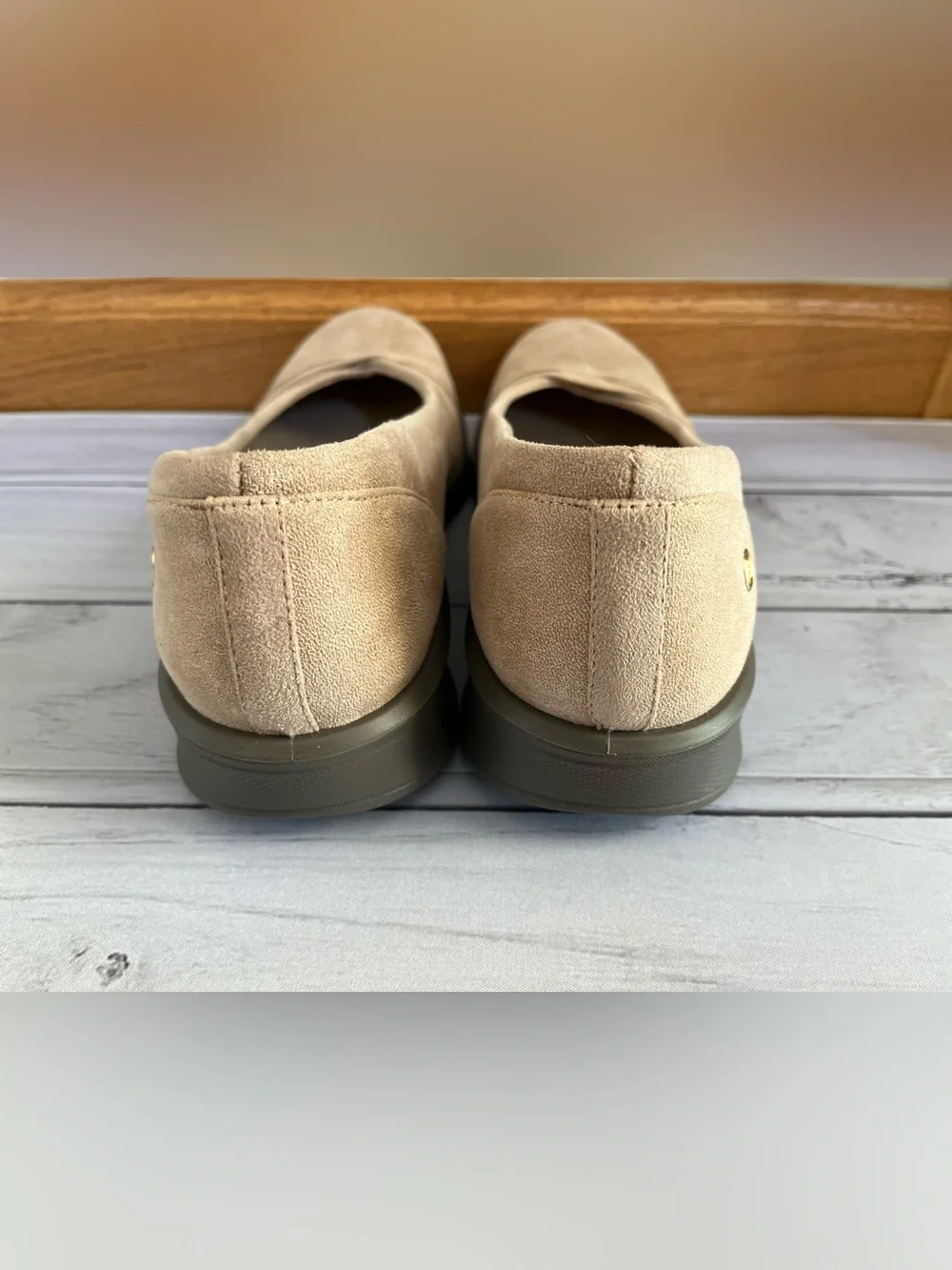 Women’s B Zees goody beige slip on wedge ballet flats loafer. Size 11